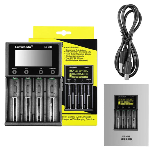 LiitoKala Lii-M4S Battery Charger LCD 4-Slot USB Li-ion