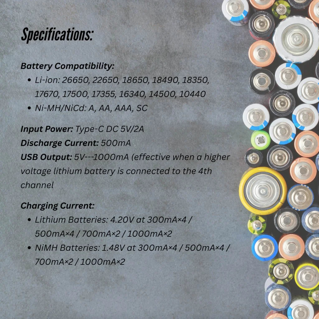 LiitoKala Lii-M4S Battery Charger LCD 4-Slot USB Li-ion