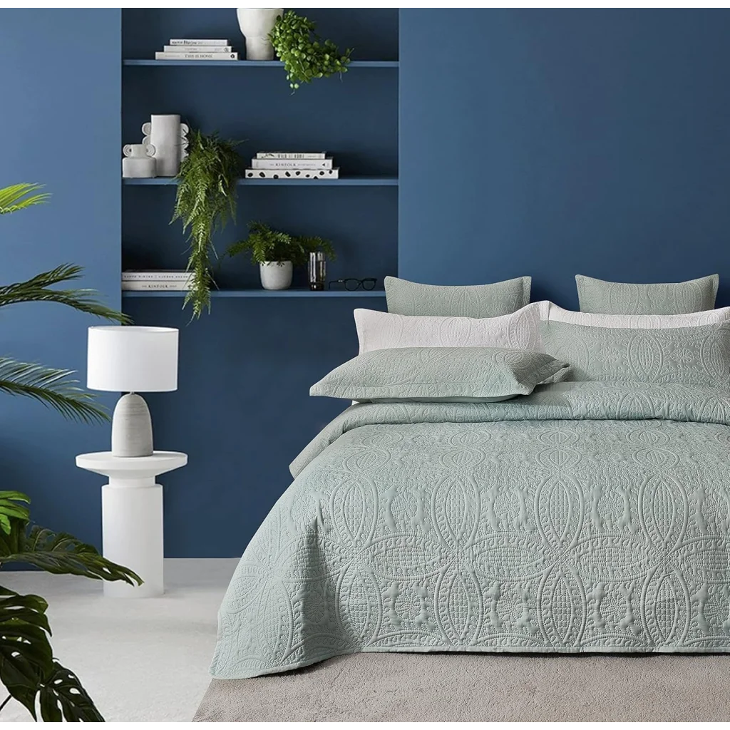 Lisbon Quilted Embossed Coverlet Set (3Pcs) - Double/Queen