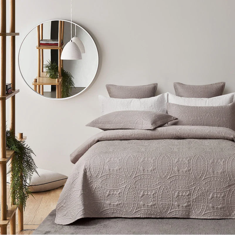 Lisbon Quilted Embossed Coverlet Set (3Pcs) - Queen/Double