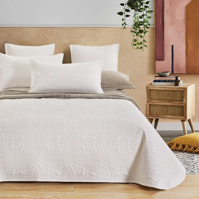 Lisbon Quilted Embossed Coverlet Set (3Pcs) - Queen/Double