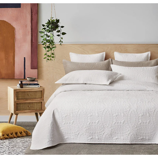 Lisbon Quilted Embossed Coverlet Set (3Pcs) - Queen/Double