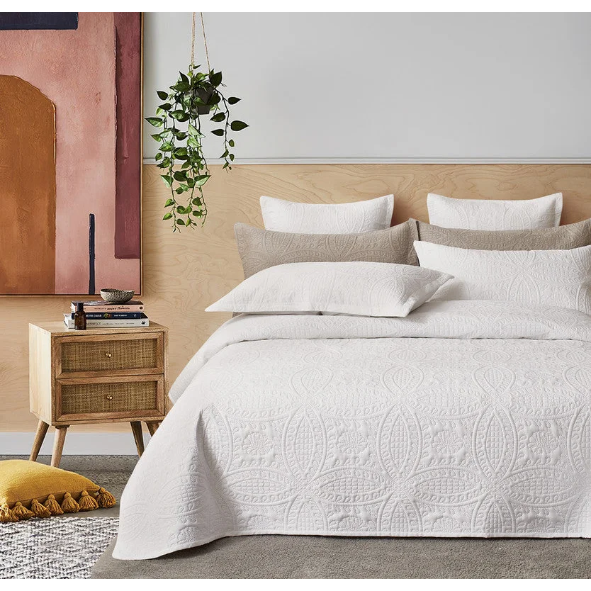 Lisbon Quilted Embossed Coverlet Set (3Pcs) - Queen/Double