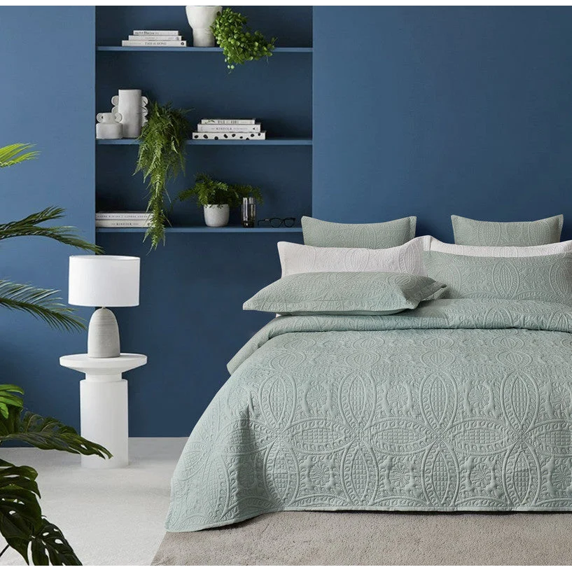 Lisbon Quilted Embossed Coverlet Set (3Pcs) - Queen/King