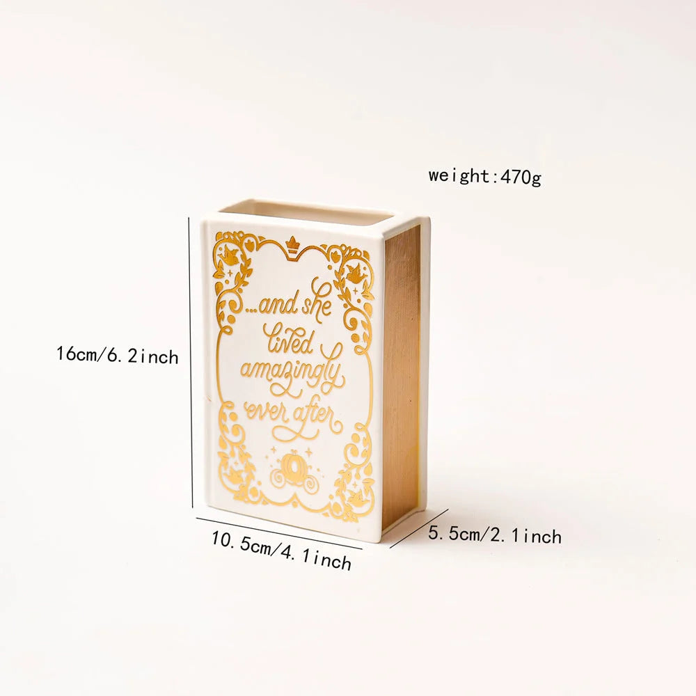 Literary Book Vase - Creative Ceramic Planter & Desk
