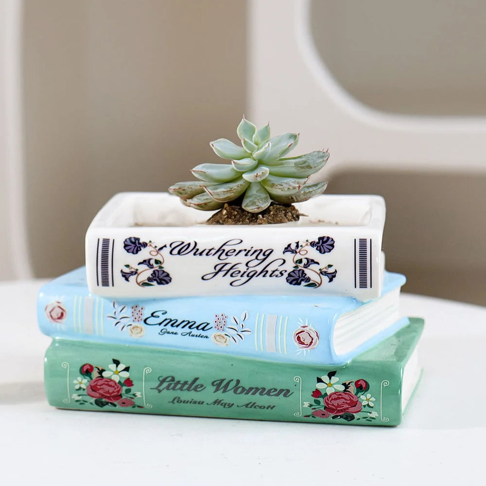Literary Book Vase - Creative Ceramic Planter & Desk