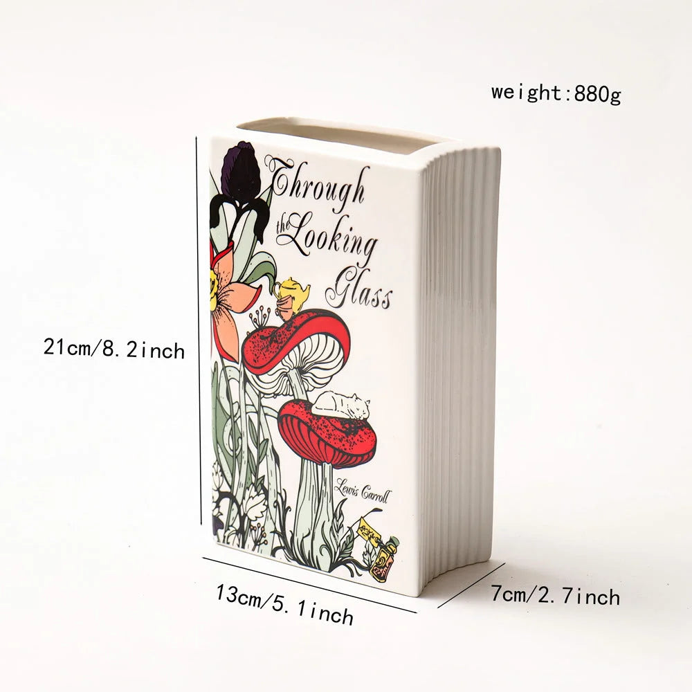 Literary Book Vase - Creative Ceramic Planter & Desk