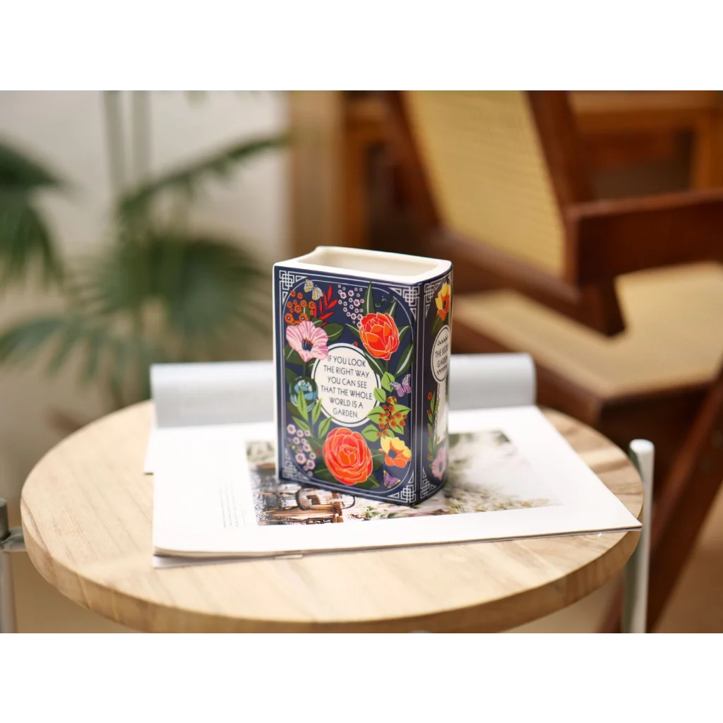 Literary Book Vase - Creative Ceramic Planter & Desk