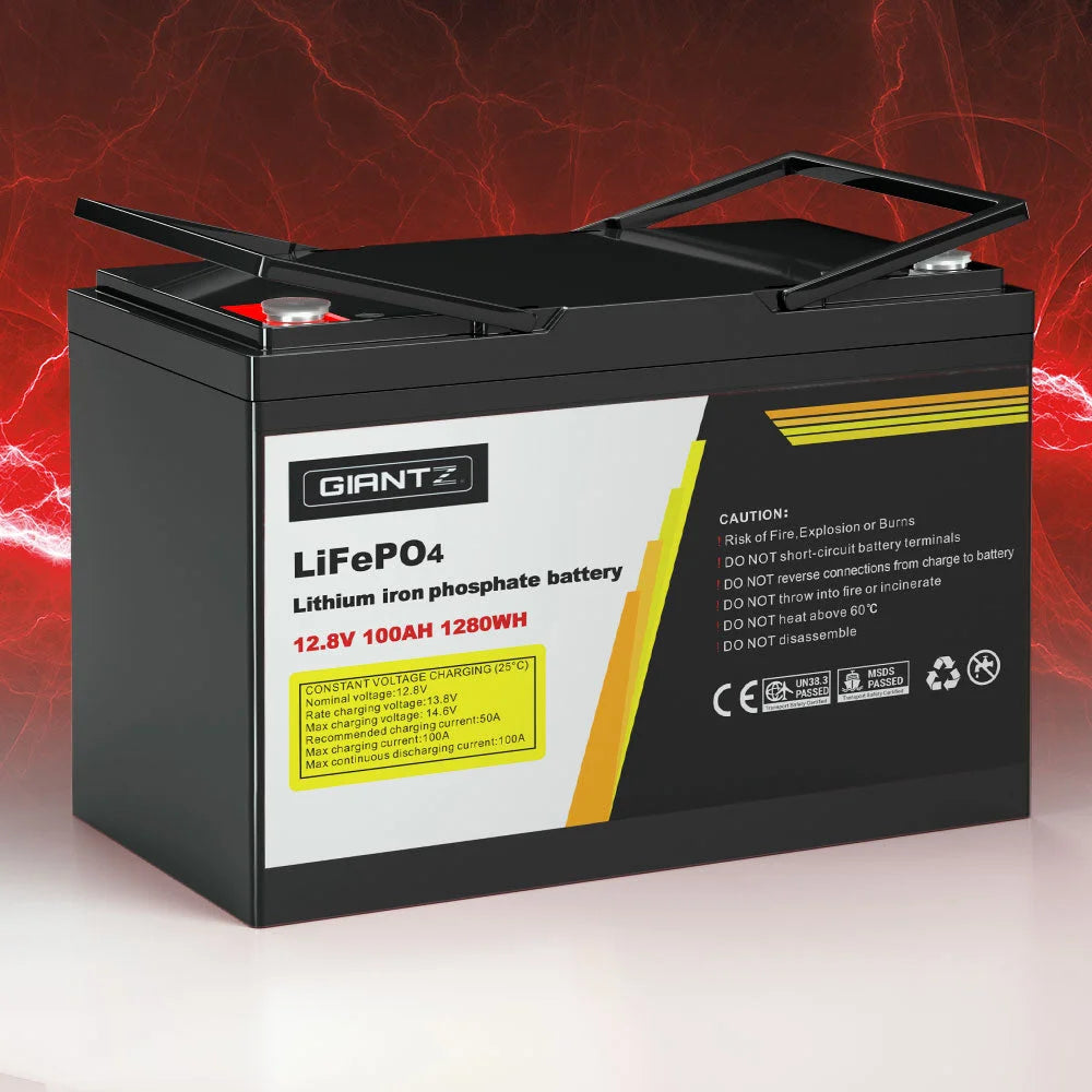 Deep cycle battery with black battery casing and top terminals