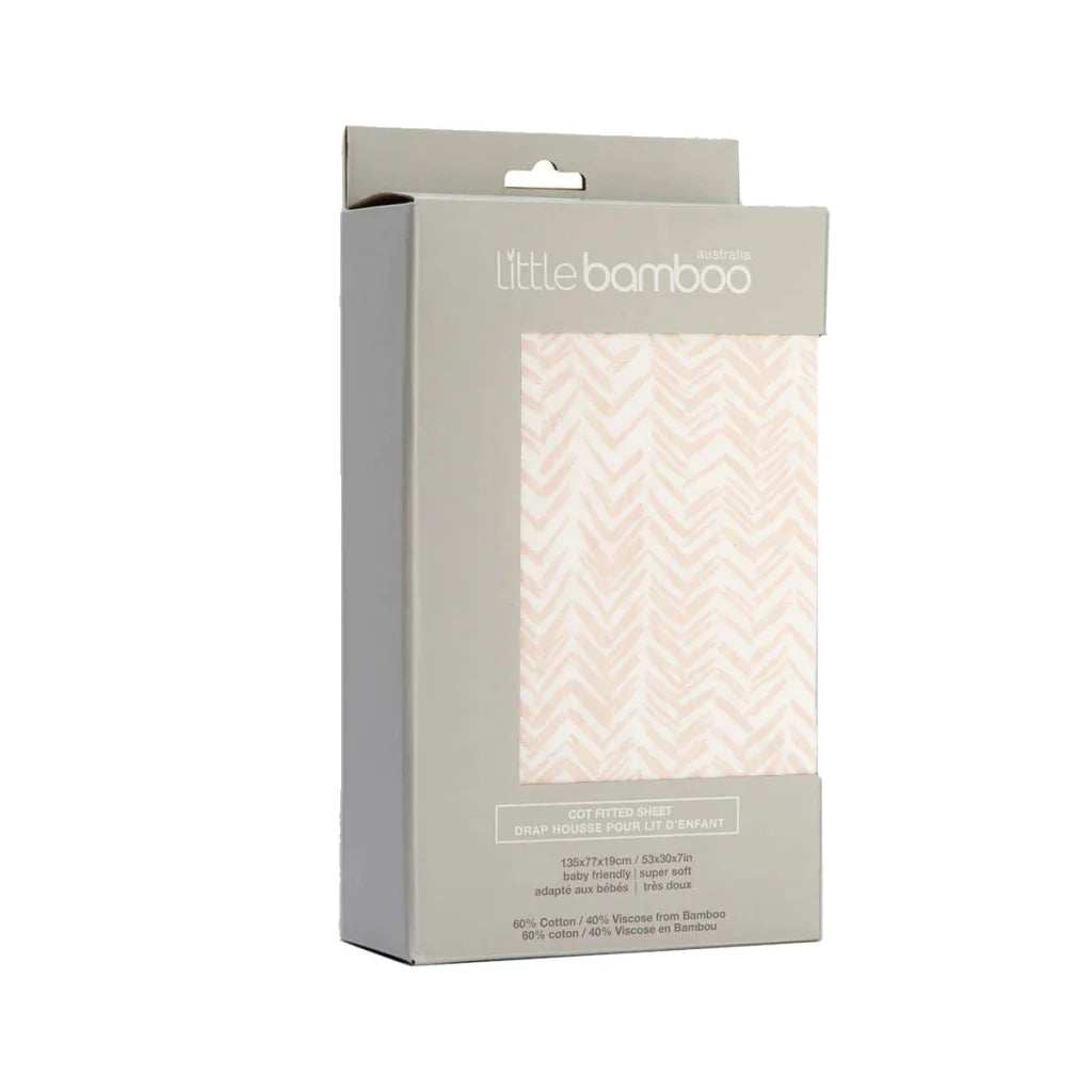 Little Bamboo Jersey Fitted Sheet Cot Size - Herringbone