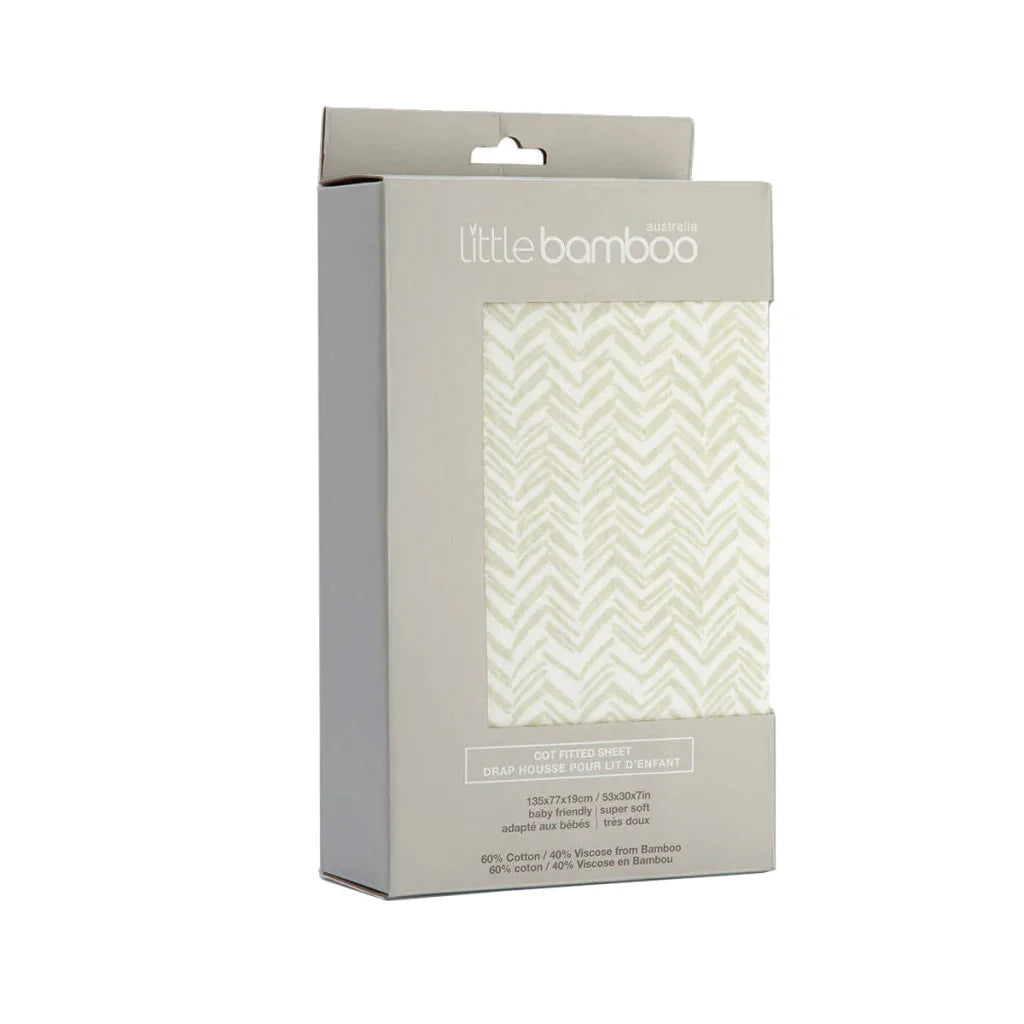 Little Bamboo Jersey Fitted Sheet Cot Size - Herringbone