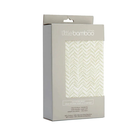 Little Bamboo Jersey Fitted Sheet Cot Size - Herringbone