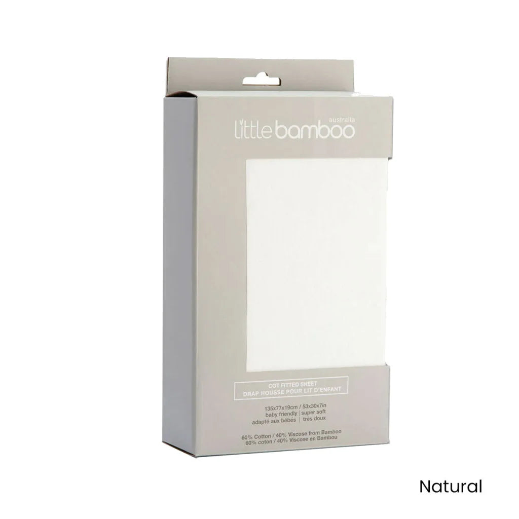 Little Bamboo Jersey Fitted Sheet Cot Size - Natural - Pet