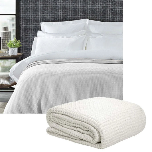 Living @ Home 350gsm 100% Cotton Breathable Waffle Blanket
