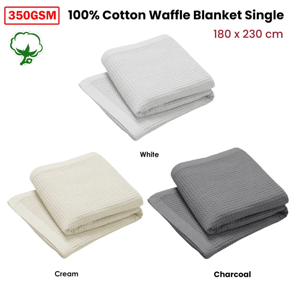 Living @ Home 350gsm 100% Cotton Breathable Waffle Blanket