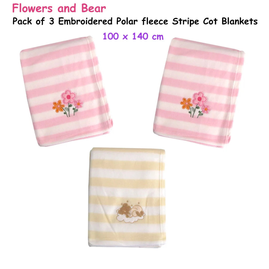 Living Home for Baby Girls Flowers and Bear Pack of 3