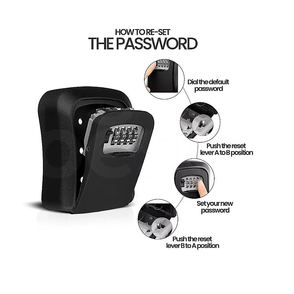 Lock Box Key Safe 4 Combination Outdoor Security Wall