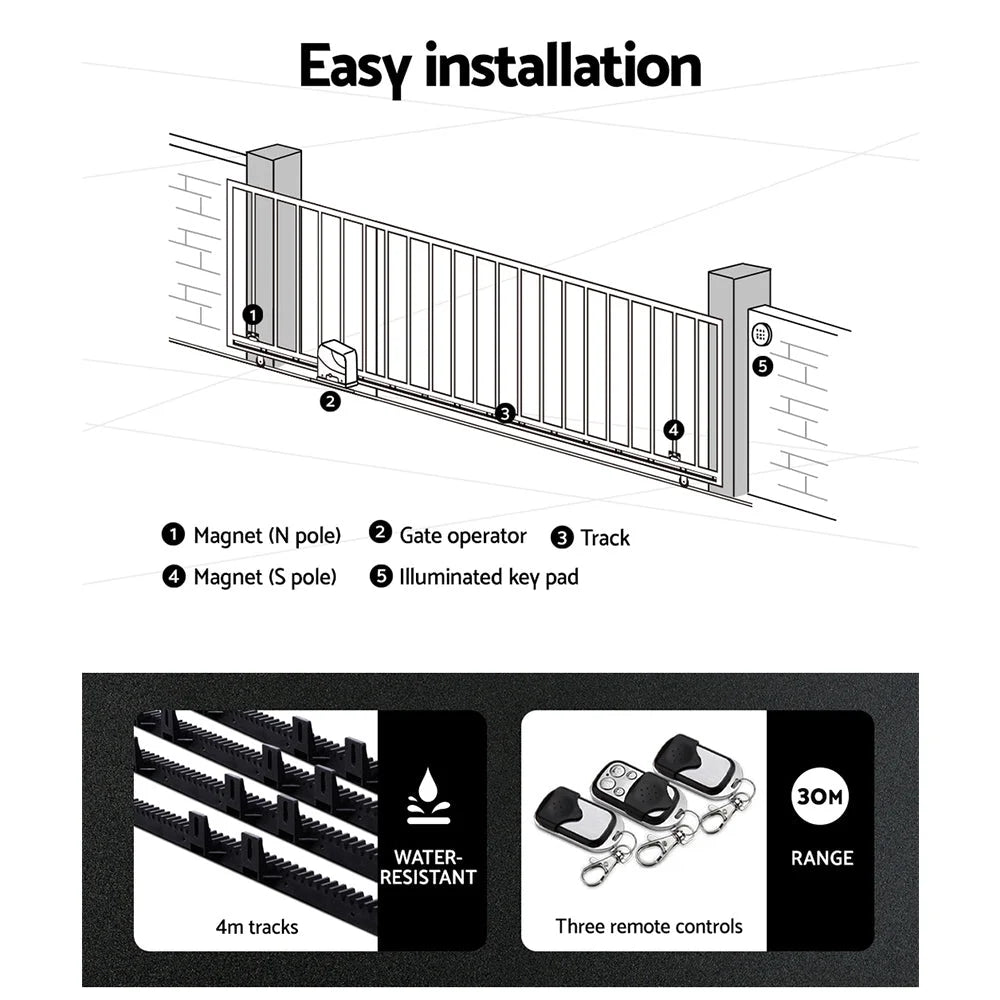Lockmaster Automatic Sliding Gate Opener Kit 10W Solar