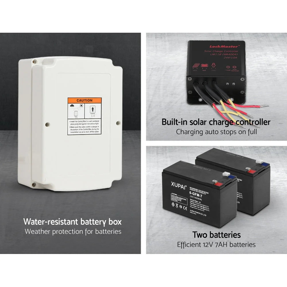 Lockmaster Automatic Sliding Gate Opener Kit 20W Solar