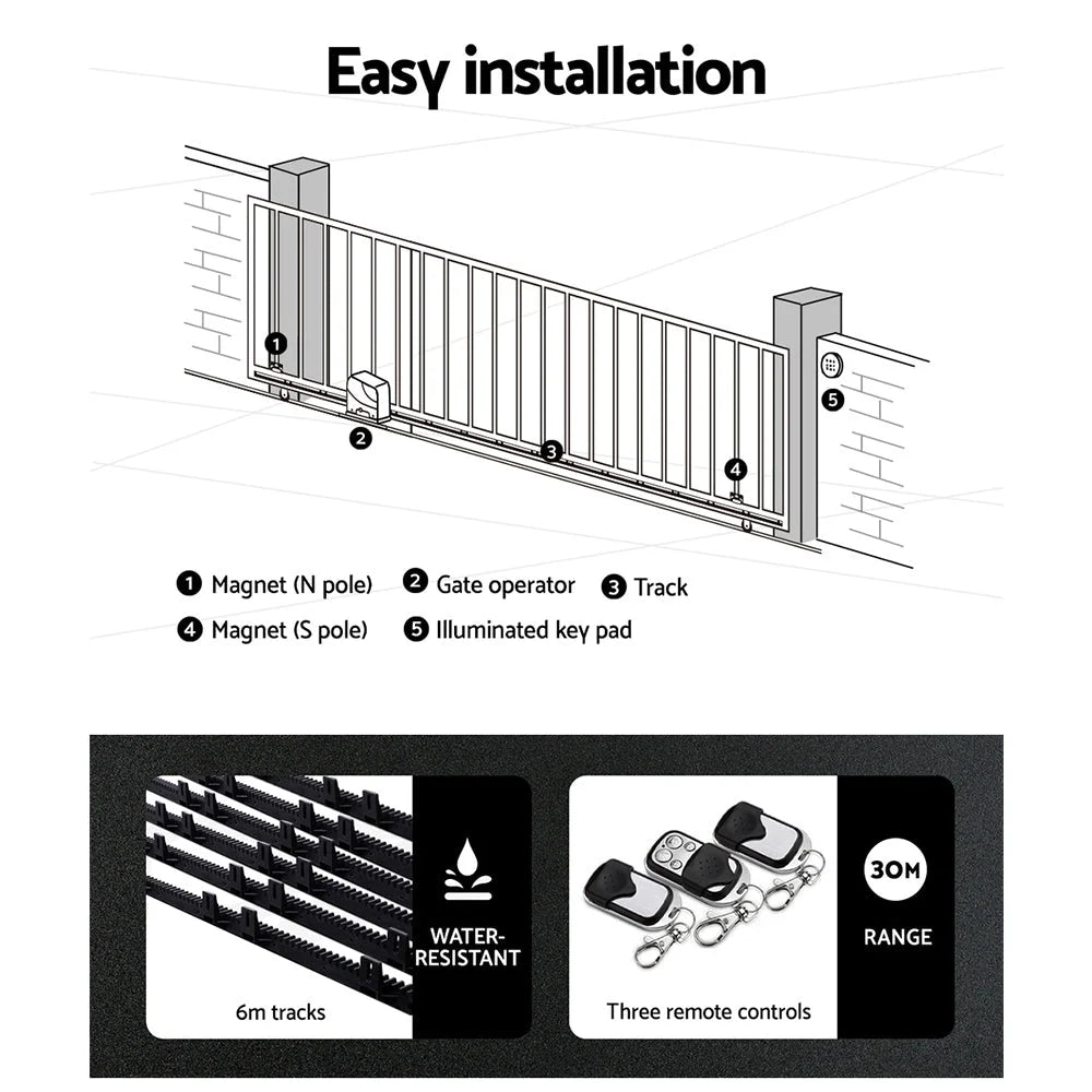 Lockmaster Automatic Sliding Gate Opener Kit 40W Full Solar