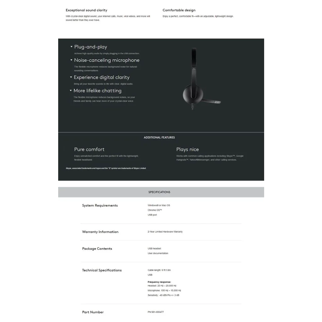 Logitech H340 USB Headset (981-000477)