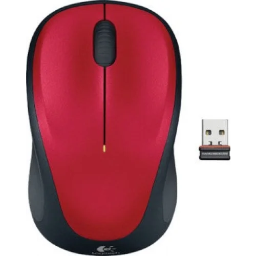 Logitech M235 Wireless Mouse Red Contoured Design Glossy