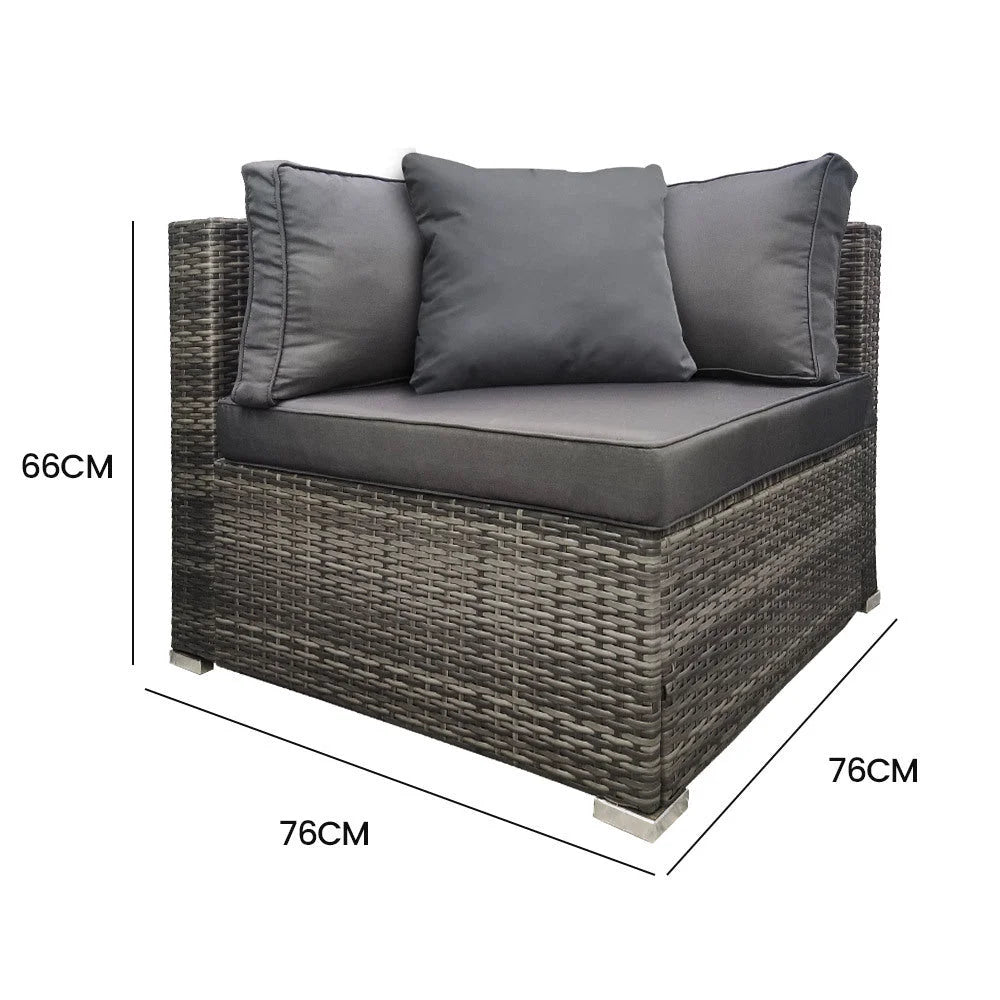 LONDON RATTAN 1 Seater Outdoor Corner Modular Lounge Chair