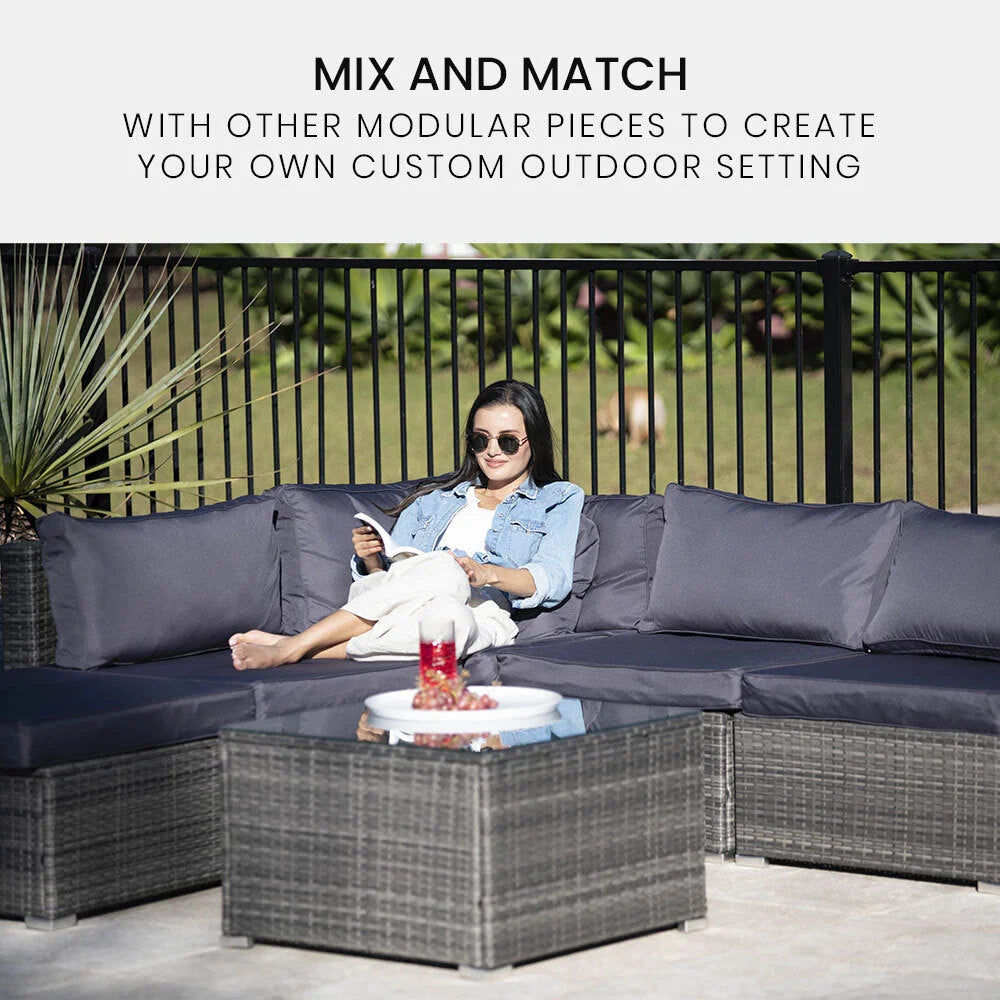 LONDON RATTAN 1 Seater Outdoor Ottoman Modular Wicker
