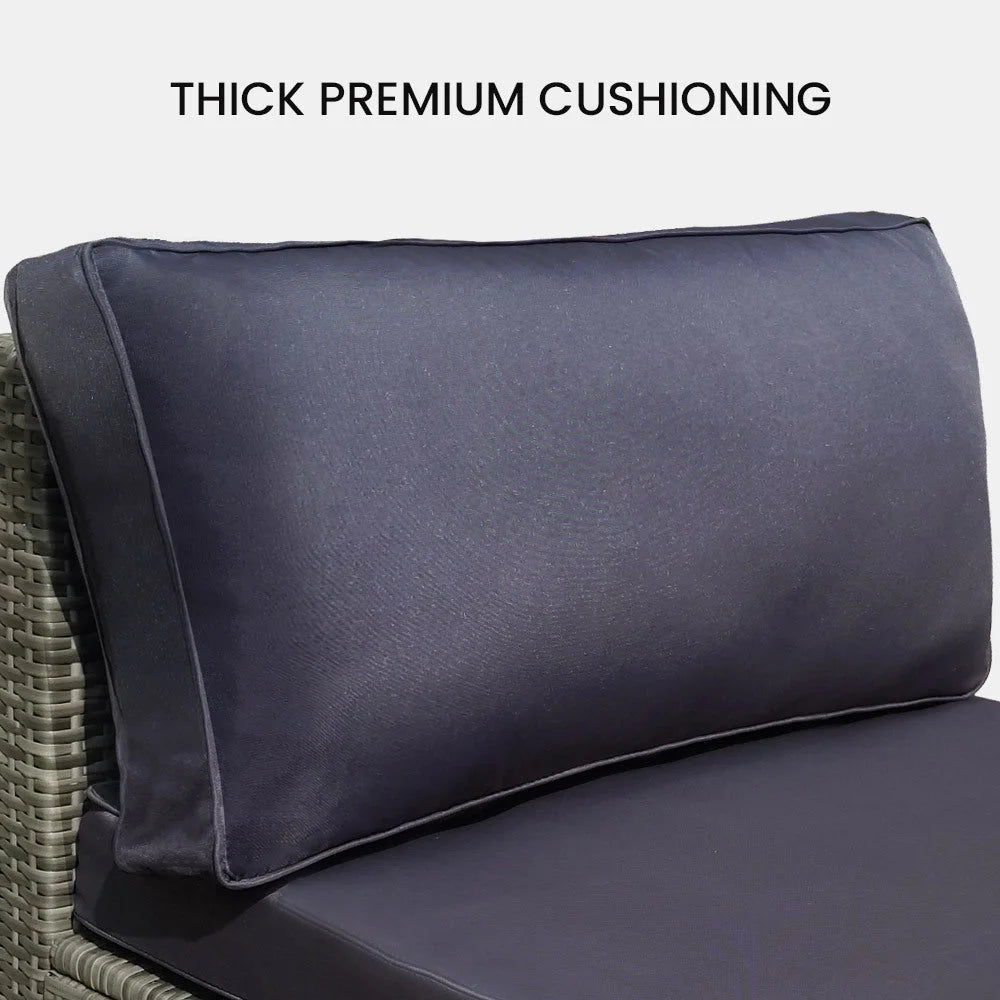 Grey rattan london seater outdoor with tabletop context and item shape