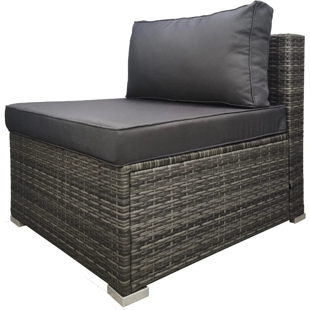 Grey rattan london seater outdoor with key surfaces and edge shape