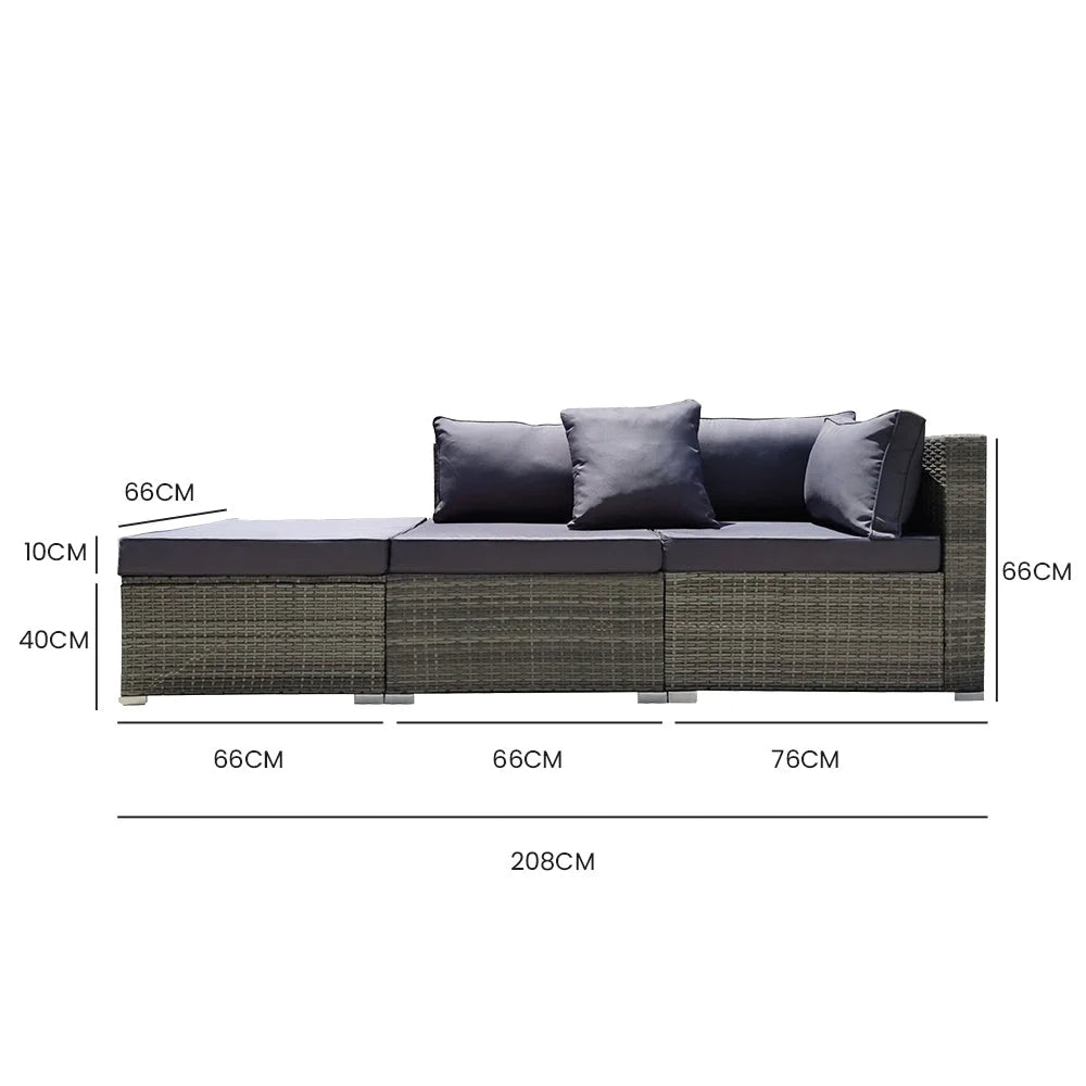 LONDON RATTAN 3 Seater Modular Outdoor Lounge Setting incl.