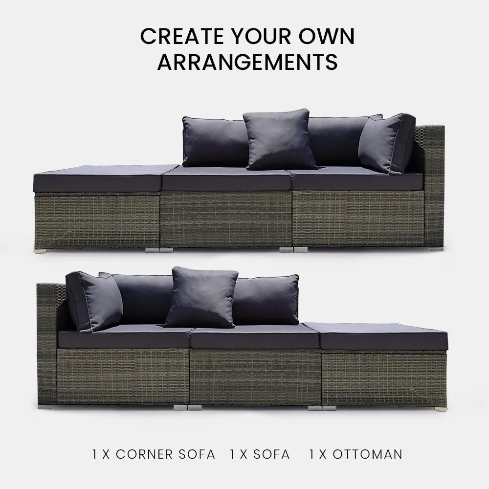 LONDON RATTAN 3 Seater Modular Outdoor Lounge Setting incl.