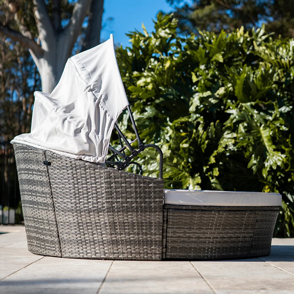 LONDON RATTAN 3PC Outdoor Daybed Patio Rattan Sofa Sun