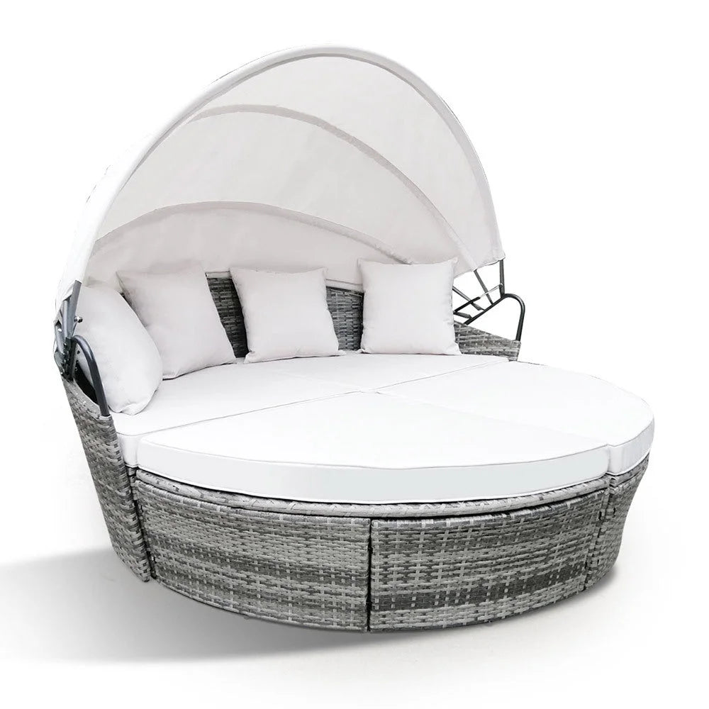 LONDON RATTAN 3PC Outdoor Daybed Patio Rattan Sofa Sun