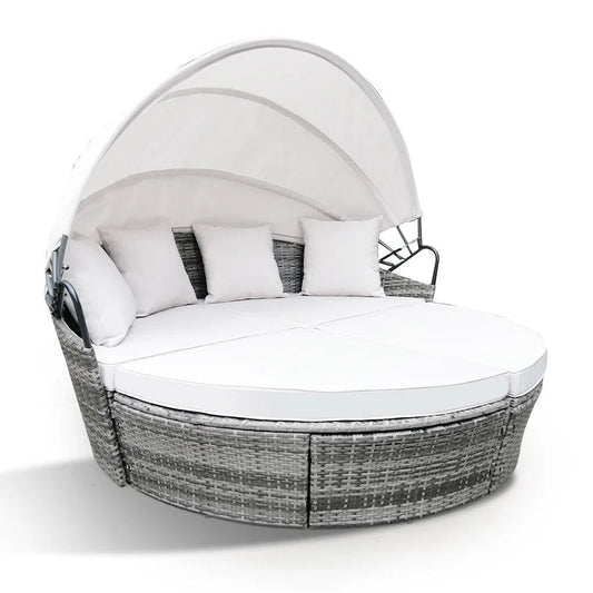 LONDON RATTAN 3PC Outdoor Daybed Patio Rattan Sofa Sun