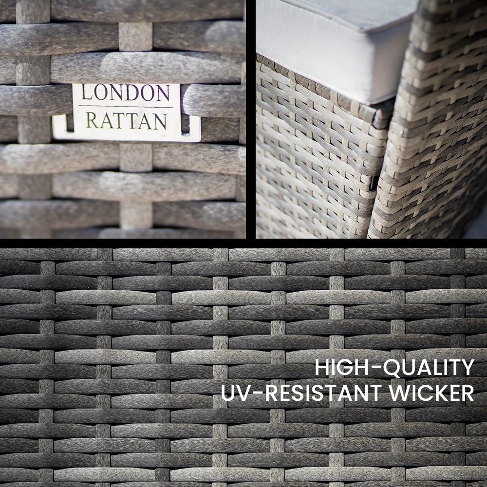 LONDON RATTAN 3PC Outdoor Daybed Patio Rattan Sofa Sun