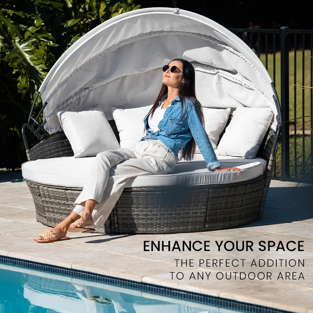 LONDON RATTAN 3PC Outdoor Daybed Patio Rattan Sofa Sun