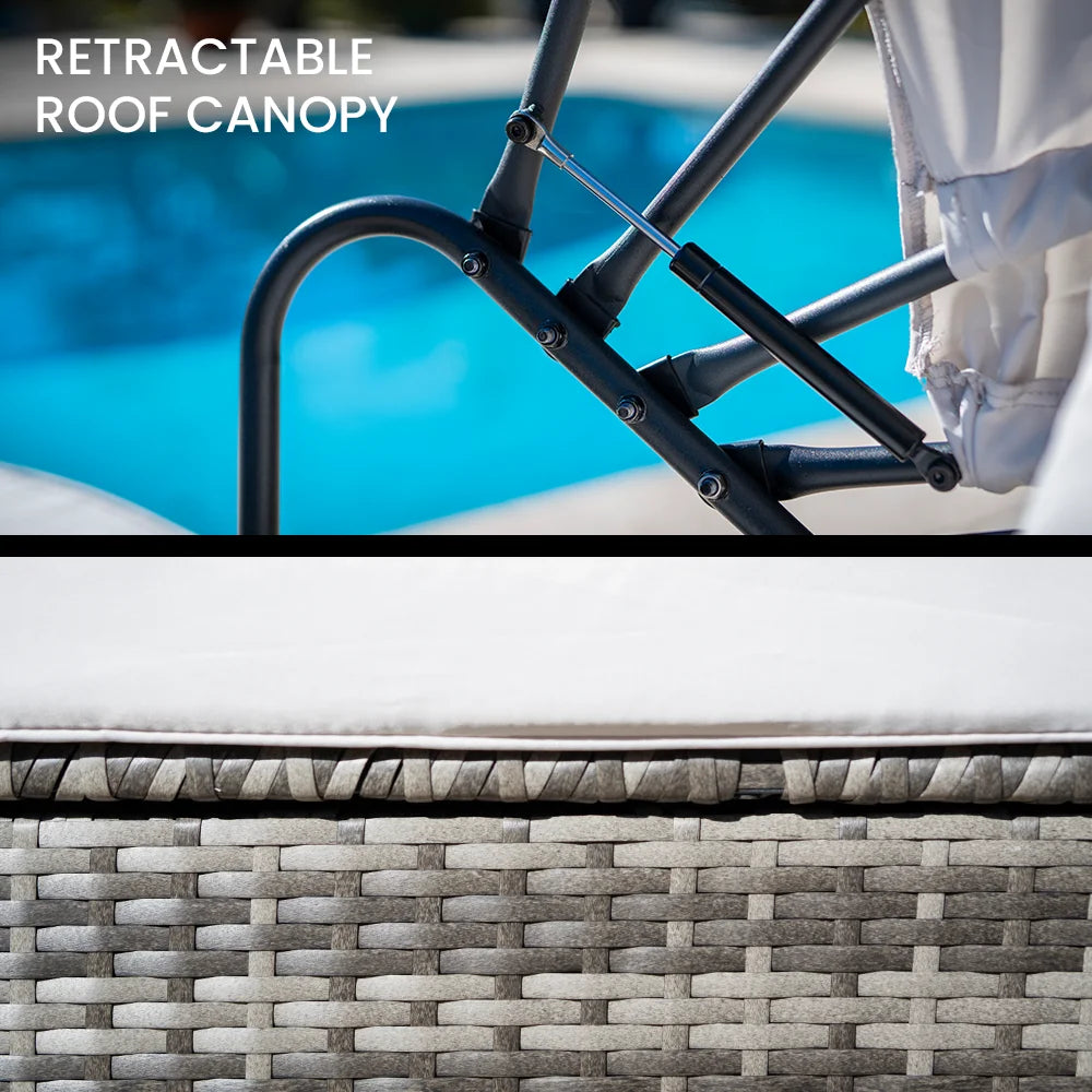 LONDON RATTAN 3PC Outdoor Daybed Patio Rattan Sofa Sun