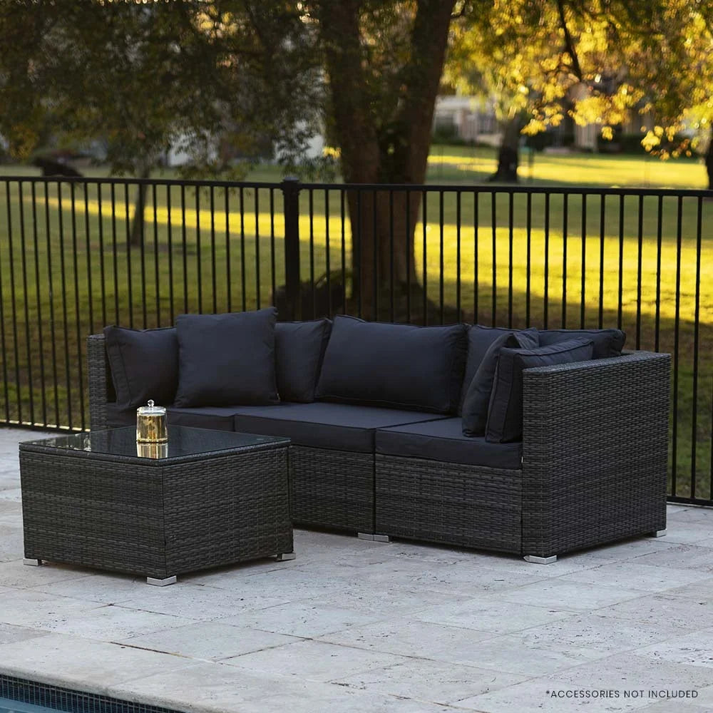 LONDON RATTAN 4 Piece 3 Seater Modular Outdoor Lounge