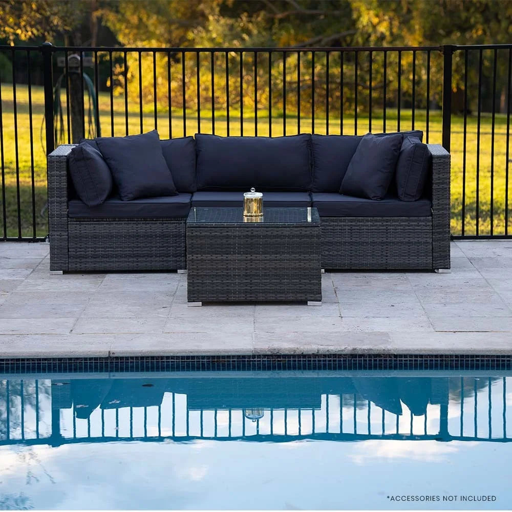 LONDON RATTAN 4 Piece 3 Seater Modular Outdoor Lounge