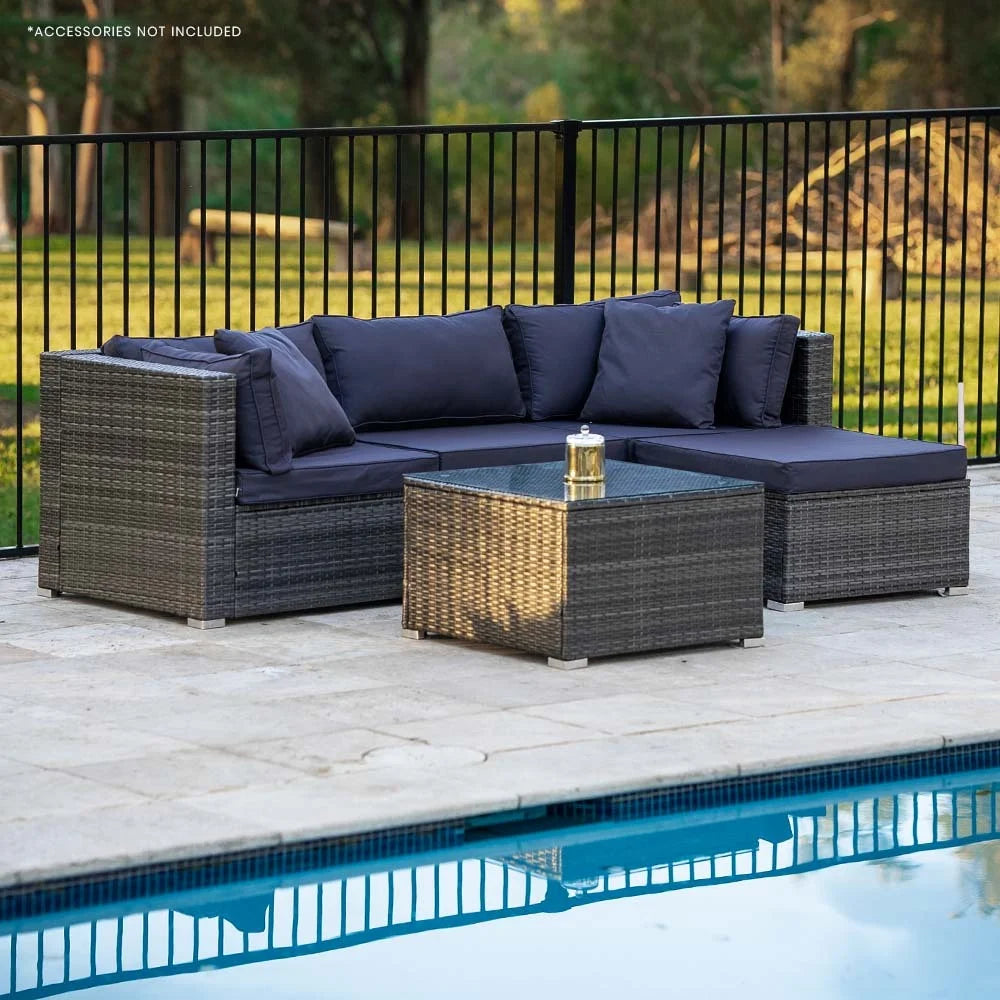 LONDON RATTAN 4 Seater Modular Outdoor Lounge Setting