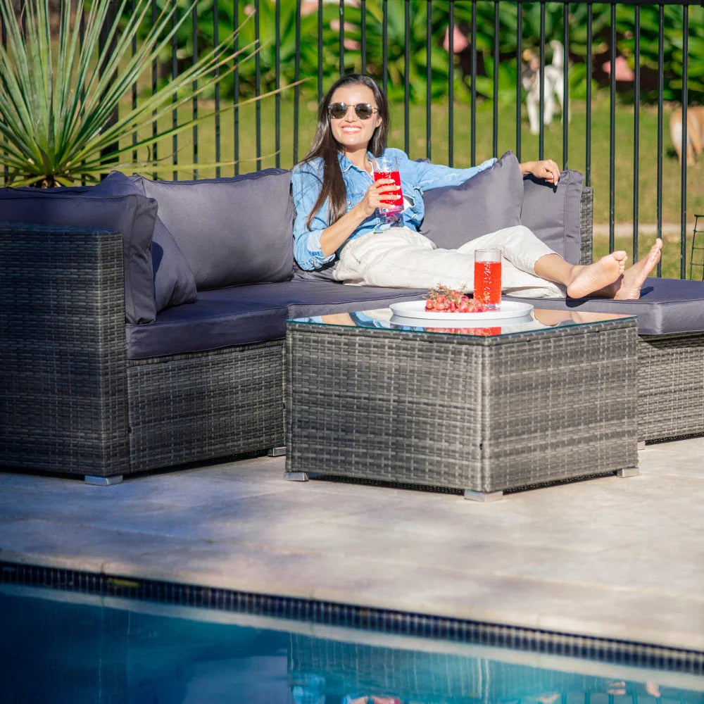 LONDON RATTAN 4 Seater Modular Outdoor Lounge Setting