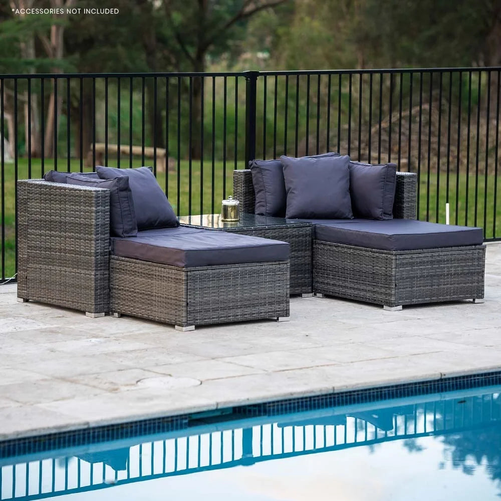 LONDON RATTAN 4 Seater Modular Outdoor Lounge Setting