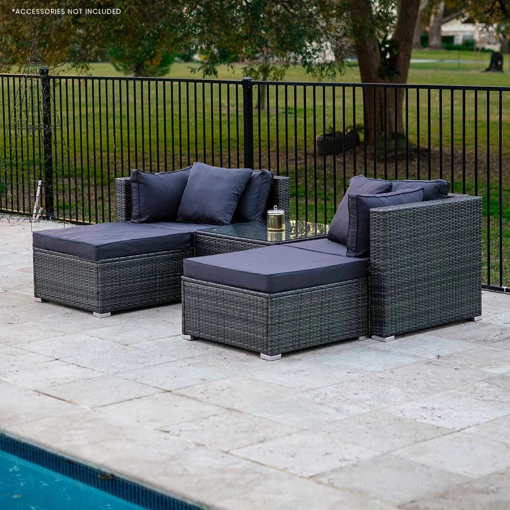 LONDON RATTAN 4 Seater Modular Outdoor Lounge Setting