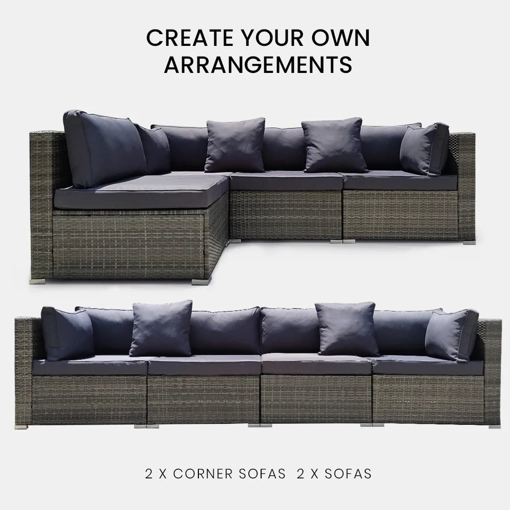 LONDON RATTAN 4 Seater Modular Outdoor Lounge Sofa Setting