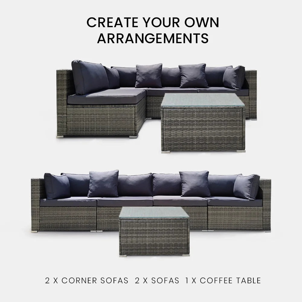 LONDON RATTAN 5 Piece 4 Seater Outdoor Modular Lounge