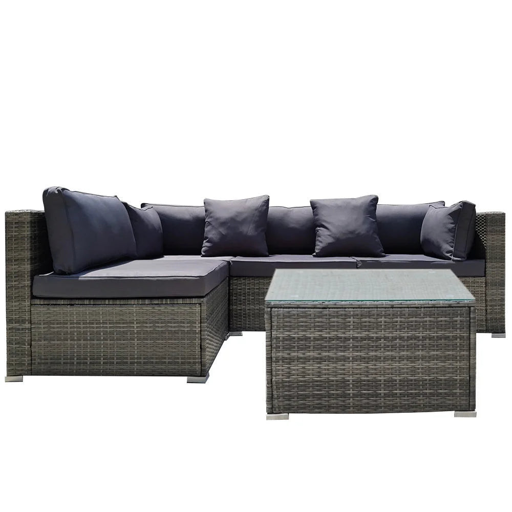 LONDON RATTAN 5 Piece 4 Seater Outdoor Modular Lounge