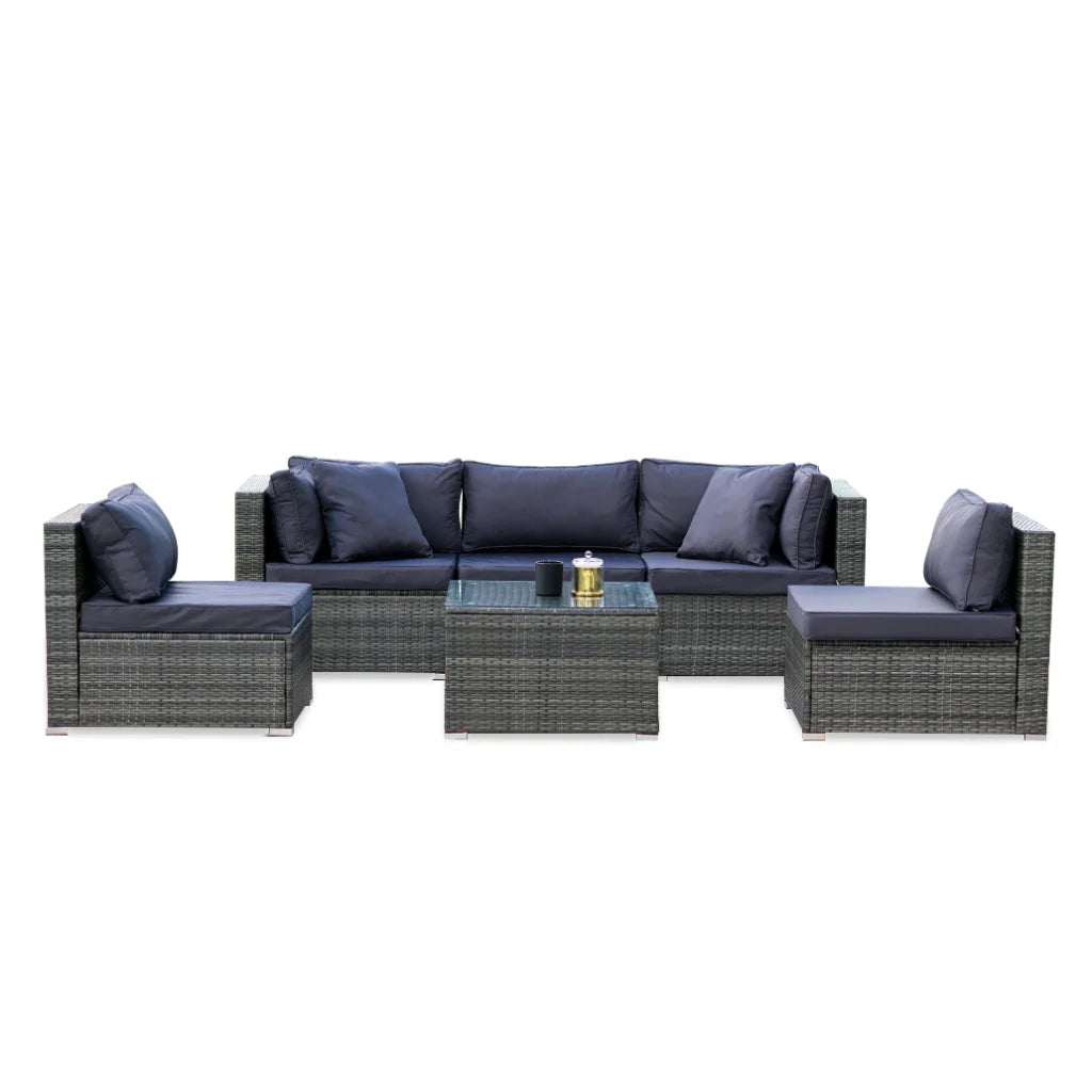 LONDON RATTAN 5 Seater Modular Outdoor Lounge Setting