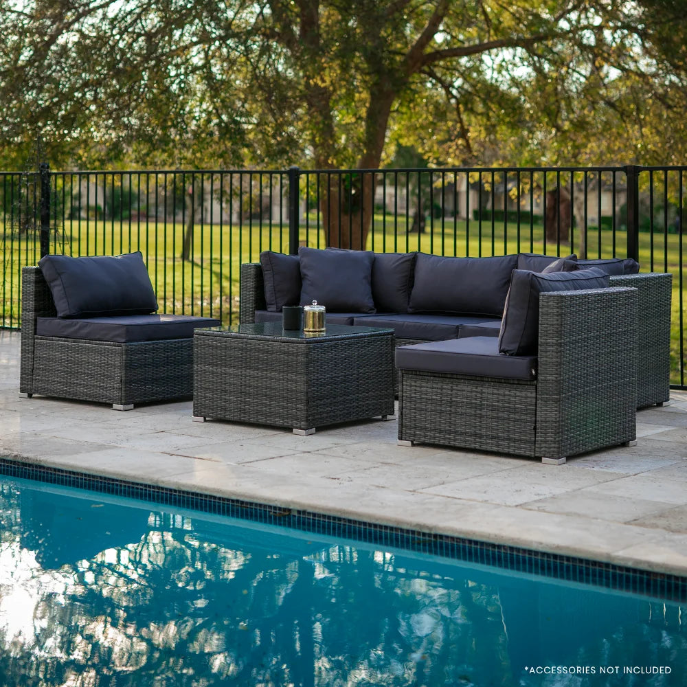LONDON RATTAN 5 Seater Modular Outdoor Lounge Setting