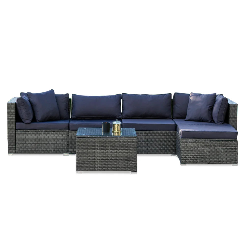 LONDON RATTAN 5 Seater Modular Outdoor Lounge Setting